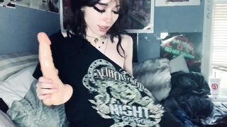 petite emo Viakitty plays with big toy