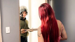 Busty colombian babe asks for a home maid and ends up with an extra service of cum on top of it