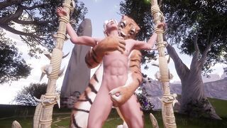 Furry Tigress Edging Human Cock