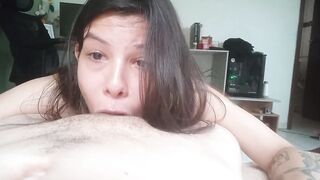 It's not just a blowjob, she swallows it all deep and doesn't get tired, deep throat