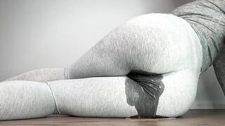 Grey Leggings Multiple Pee Stain Due to All Day Rewetting