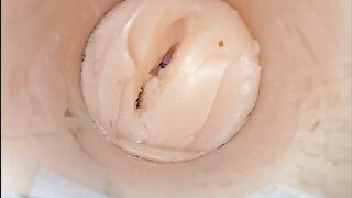 Camera deep inside tight pussy captures huge cum explosion