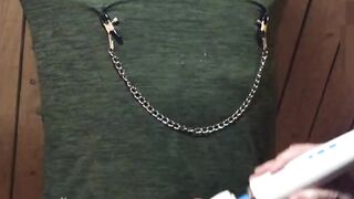 Femdom Mistress tied her Sub and gives him Rough Handjob with 2 Ruined Orgasms