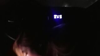 Teen girl sucking dick in car at the drive in