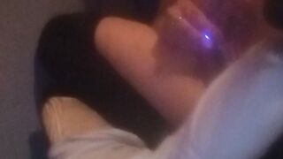 Cumming in front of window  while neighbor watches