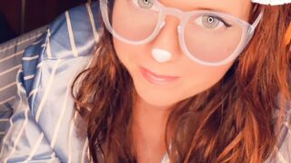 Snapchat Smiling Redhead in Glasses Sucking Cock till CIM POV