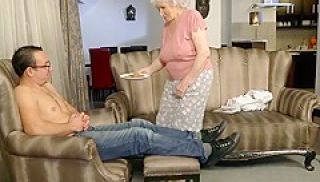 Horny Simp Blows His Load All Over Elderly Gilfs Extra Hairy Bush!