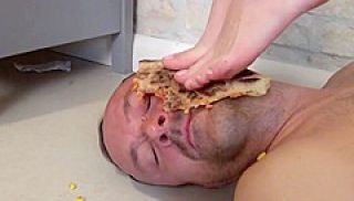I trample a pizza on his face! Terror teenie sock face jumping and pizza face trampling! by Femdom A